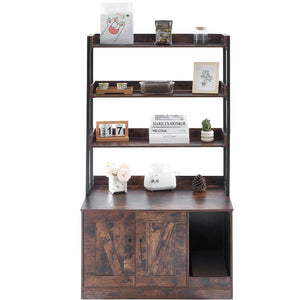 Cat Litter Box Enclosure | Wooden Furniture with 3 Storage Shelves