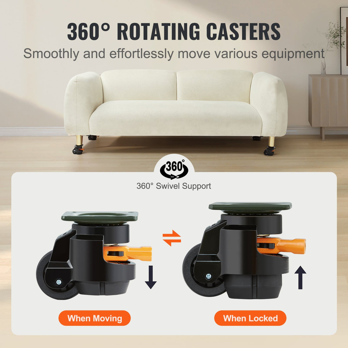 Leveling Casters 4 Pack | 500kg Load | Adjustable Swivel with Feet