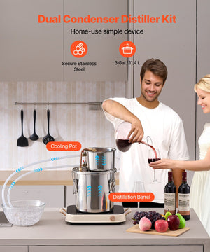 Moonshine Still | 3 Gal Stainless Steel Water & Alcohol Distiller Kit