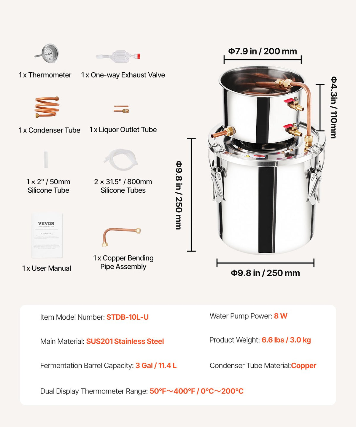 Moonshine Still | 3 Gal Stainless Steel Water & Alcohol Distiller Kit