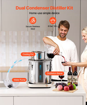 Moonshine Still | 8-Gallon Stainless Steel Brewing Kit for Water & Alcohol