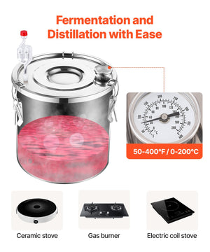 Moonshine Still | 8-Gallon Stainless Steel Brewing Kit for Water & Alcohol