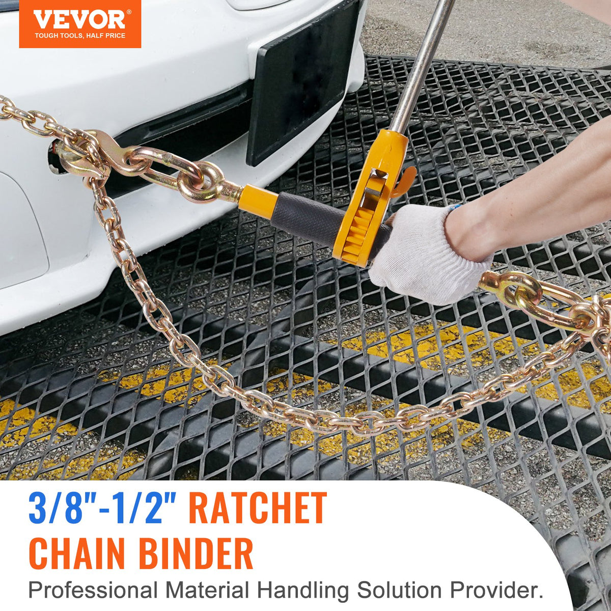 Ratchet Chain Binder Set | 3/8"–1/2" Load Binders | 12,000lb Capacity with G80 Chains | 4-Pack