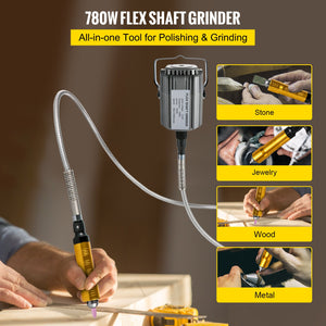Flex Shaft Grinder Kit | 780W Rotary Tool with Foot Pedal & 45 Accessories | 6.5mm Chuck