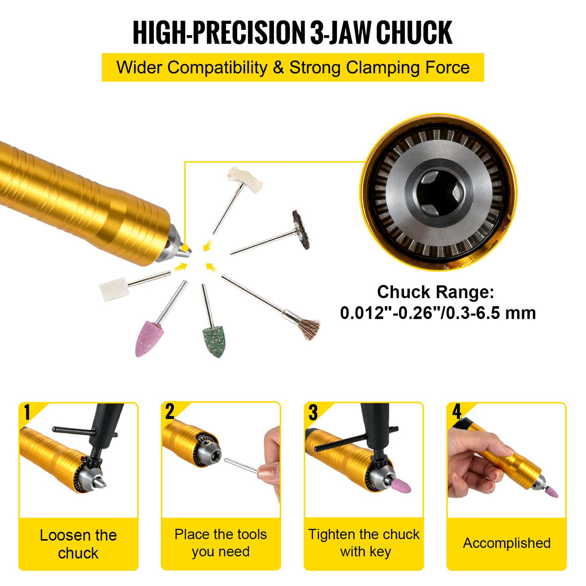 Flex Shaft Grinder Kit | 780W Rotary Tool with Foot Pedal & 45 Accessories | 6.5mm Chuck