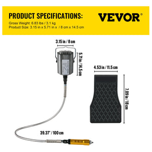 Flex Shaft Grinder Kit | 780W Rotary Tool with Foot Pedal & 45 Accessories | 6.5mm Chuck