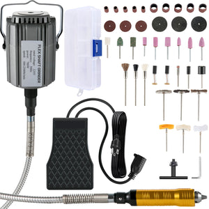 Flex Shaft Grinder Kit | 780W Rotary Tool with Foot Pedal & 45 Accessories | 6.5mm Chuck