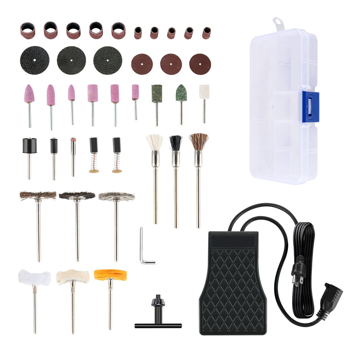 Flex Shaft Grinder Kit | 780W Rotary Tool with Foot Pedal & 45 Accessories | 6.5mm Chuck
