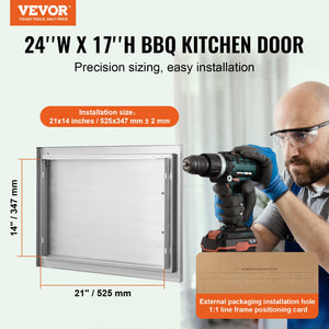 BBQ Access Door | 610x432mm Single Stainless Steel Outdoor Kitchen Door | Flush Mount for BBQ Island & Cabinets