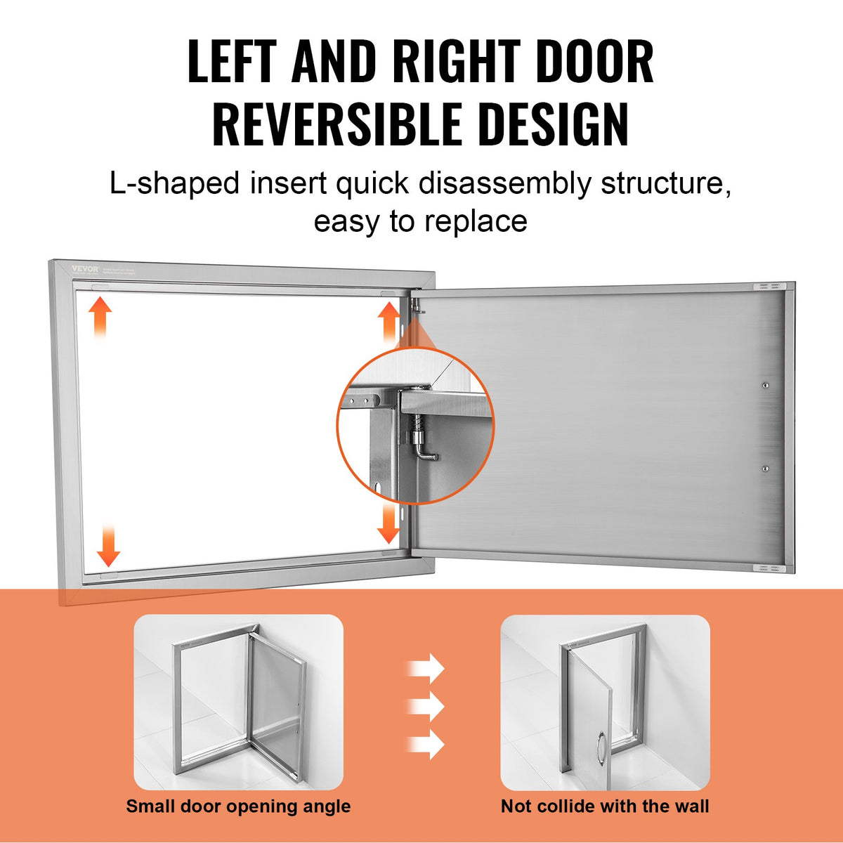 BBQ Access Door | 610x432mm Single Stainless Steel Outdoor Kitchen Door | Flush Mount for BBQ Island & Cabinets