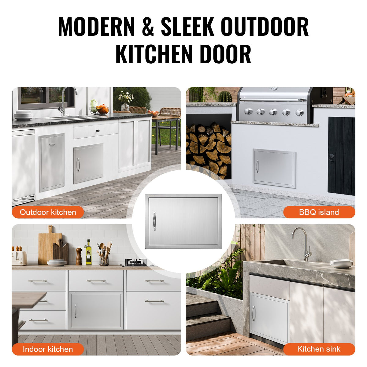 BBQ Access Door | 610x432mm Single Stainless Steel Outdoor Kitchen Door | Flush Mount for BBQ Island & Cabinets