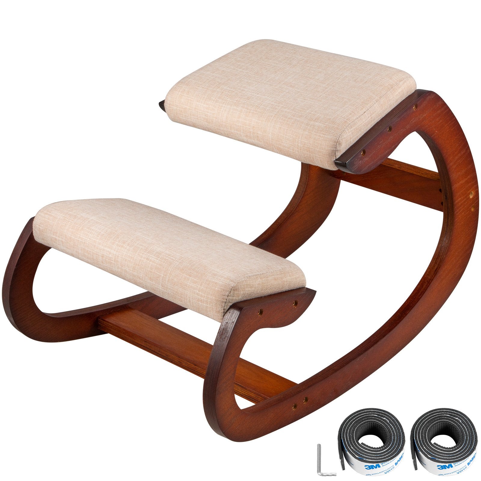 Ergonomic Kneeling Chair | Wooden Frame Posture Stool for Neck Pain
