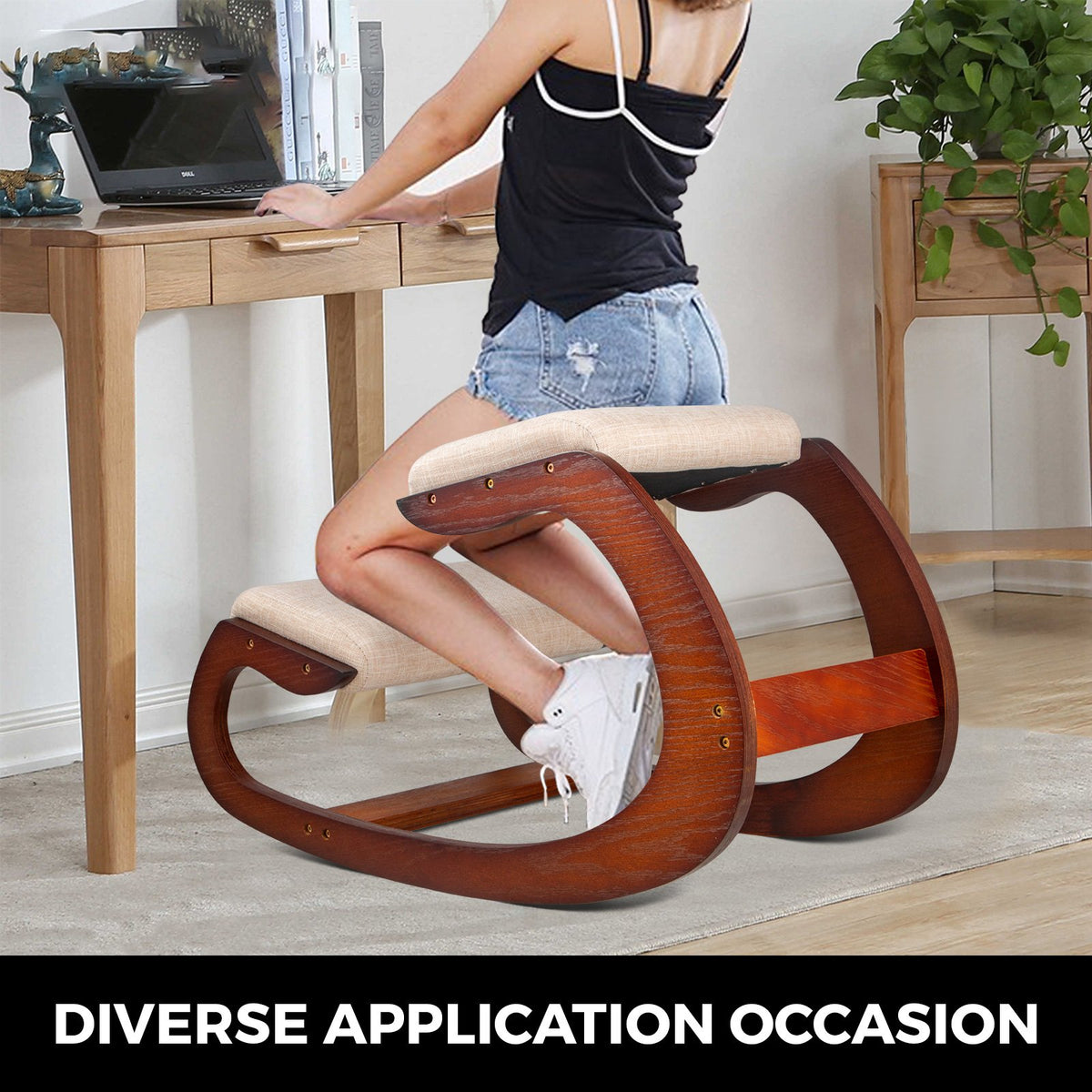 Ergonomic Kneeling Chair | Wooden Frame Posture Stool for Neck Pain