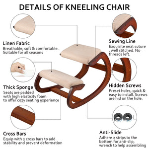 Ergonomic Kneeling Chair | Wooden Frame Posture Stool for Neck Pain