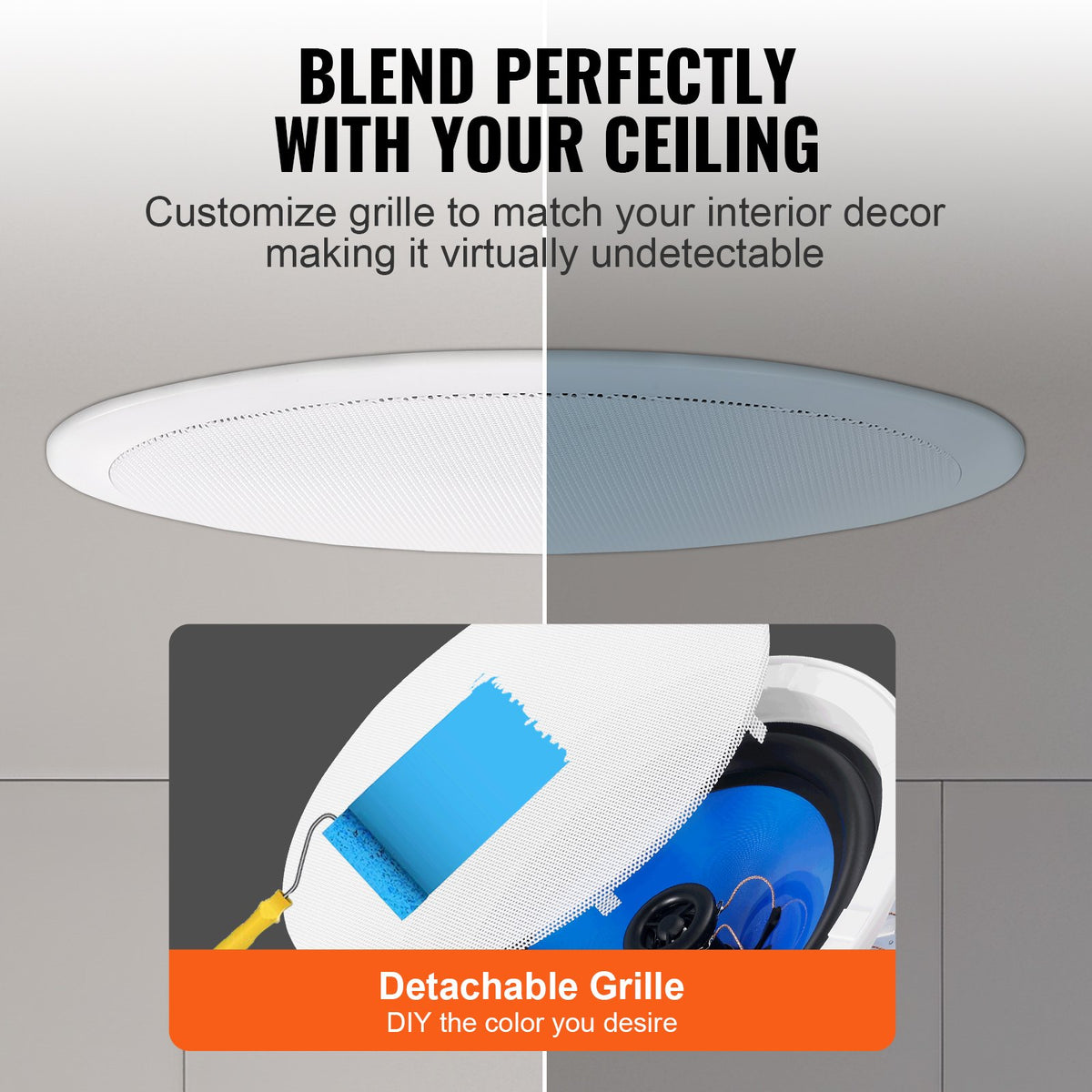 In-Ceiling Speakers 2 Pack | 8" Flush Mount | 50W 89dB Sensitivity | For Home & Outdoor Covered Areas