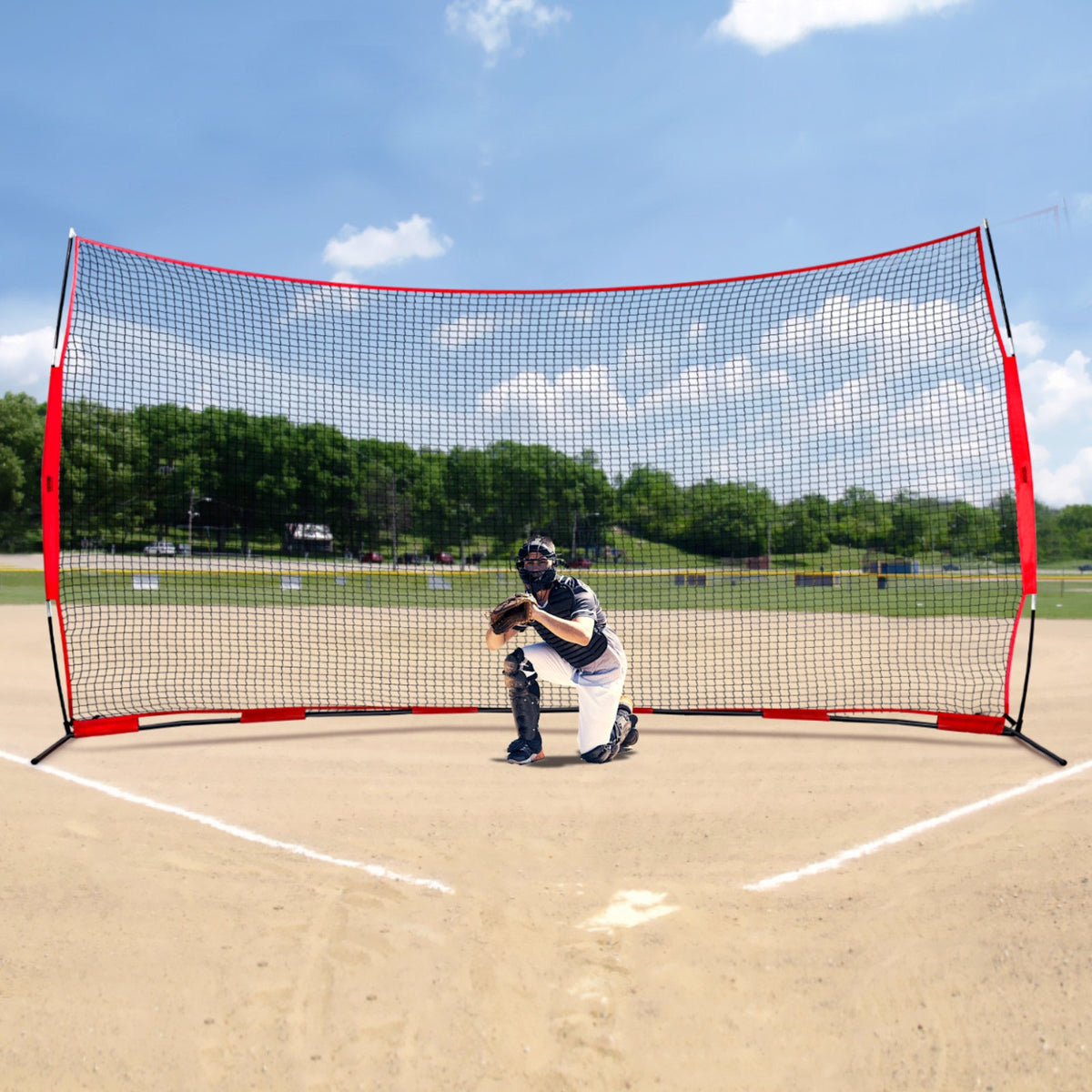 Sports Barricade Net | 16x10ft Portable Ball Backstop | Carry Bag Included for Baseball, Soccer, Lacrosse