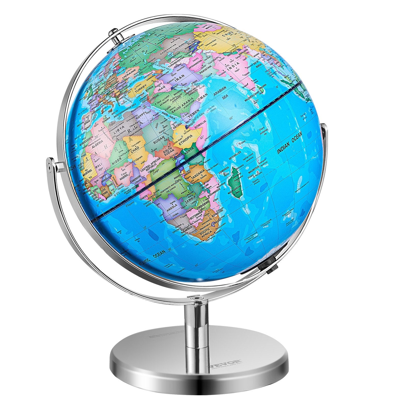 Rotating World Globe with Stand 330.2mm | Educational Geographic Globe with Time Zone Display
