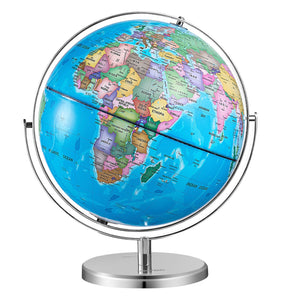 Rotating World Globe with Stand 330.2mm | Educational Geographic Globe with Time Zone Display