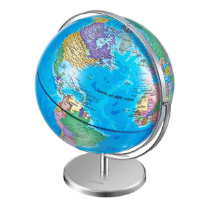 Rotating World Globe with Stand 330.2mm | Educational Geographic Globe with Time Zone Display