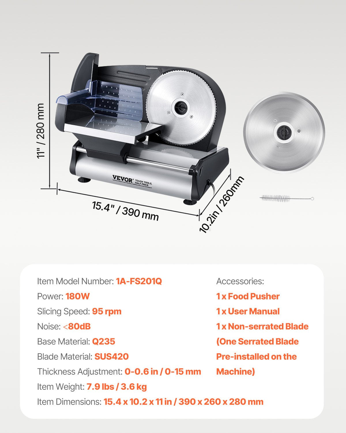 Electric Meat Slicer | 180W 190mm Deli Food Slicer for Meat, Bread & Cheese