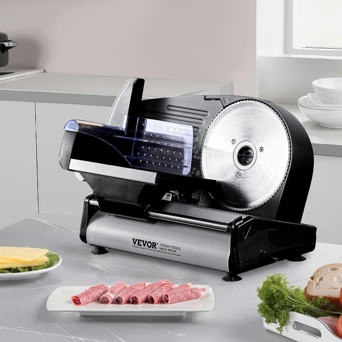 Electric Meat Slicer | 180W 190mm Deli Food Slicer for Meat, Bread & Cheese