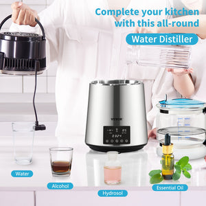 Water Distiller | 4L Dual-Temp Distilled Water Maker with Timer | Silver Finish