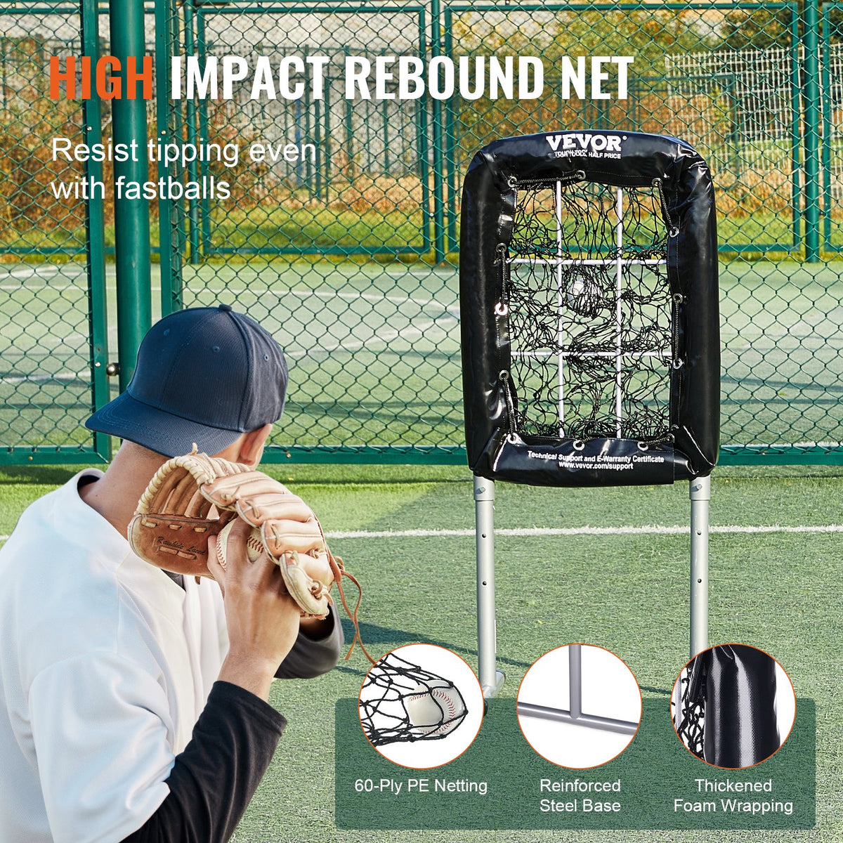 Baseball Softball Pitching Net 9 Hole | 21"x29" Training Net with Strike Zones