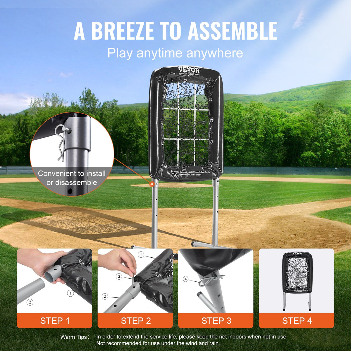 Baseball Softball Pitching Net 9 Hole | 21"x29" Training Net with Strike Zones