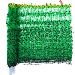 Electric Fence Netting 1.06x49.98m | PE Mesh with Double-Spiked Stakes & Posts | For Goats, Sheep, Dogs & Farm Use