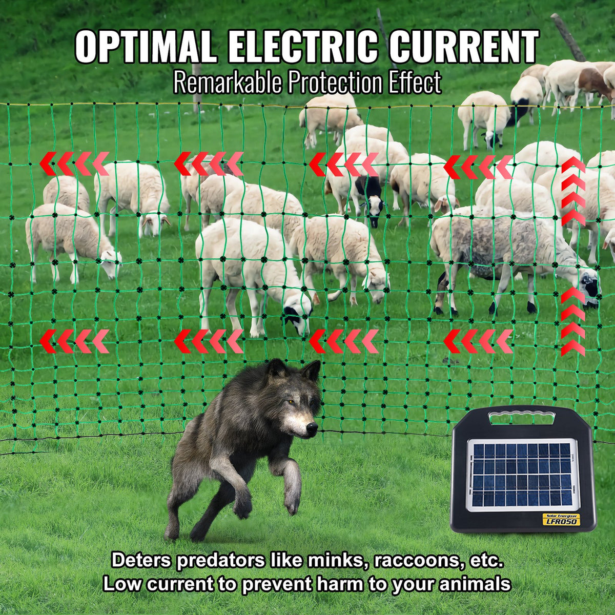Electric Fence Netting 1.06x49.98m | PE Mesh with Double-Spiked Stakes & Posts | For Goats, Sheep, Dogs & Farm Use