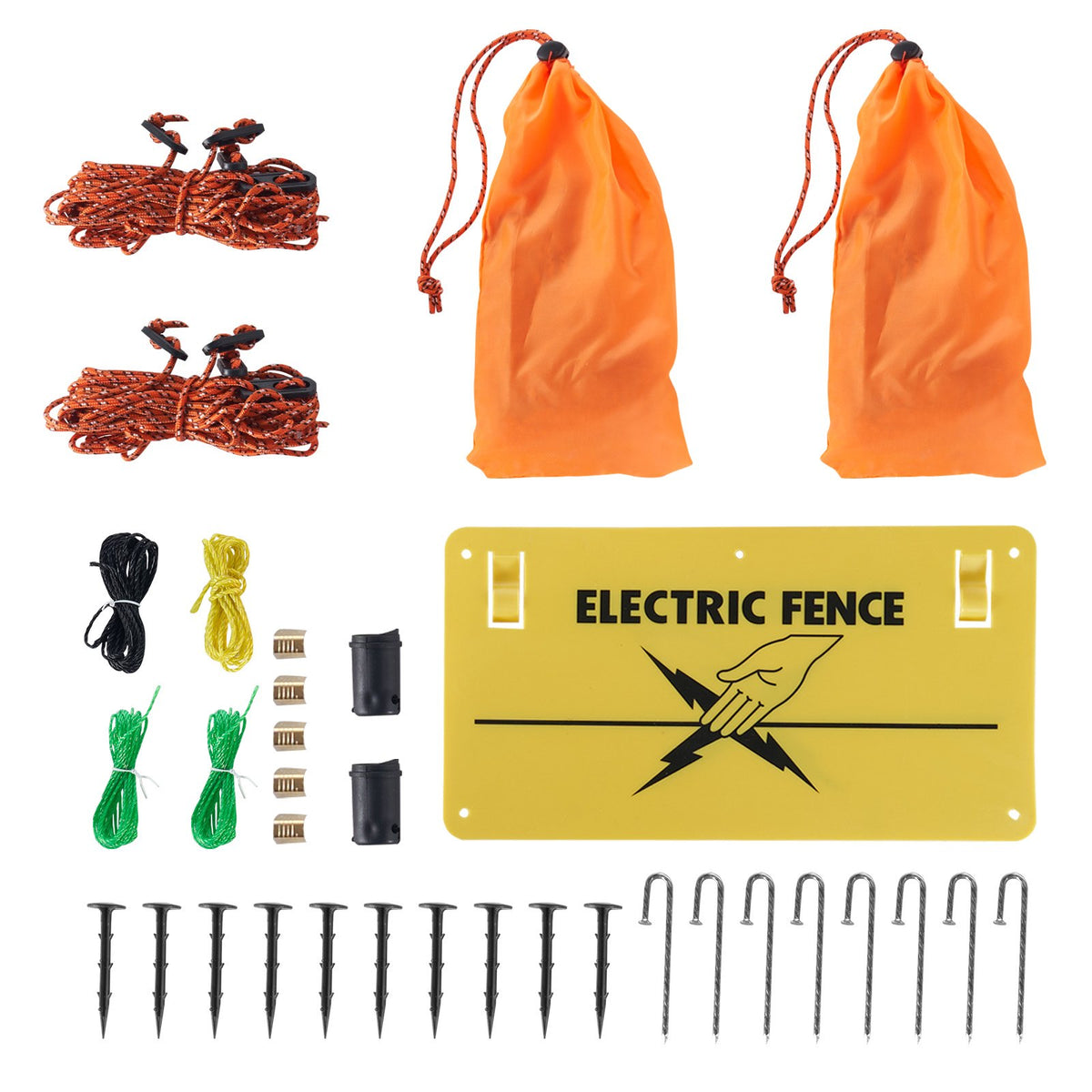 Electric Fence Netting 1.06x49.98m | PE Mesh with Double-Spiked Stakes & Posts | For Goats, Sheep, Dogs & Farm Use