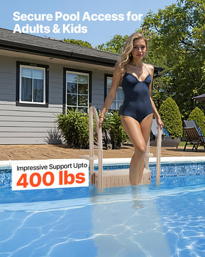 Pool Ladder | 3-Step Taupe Robust Design | Dual Handrails for 91–122cm Pools