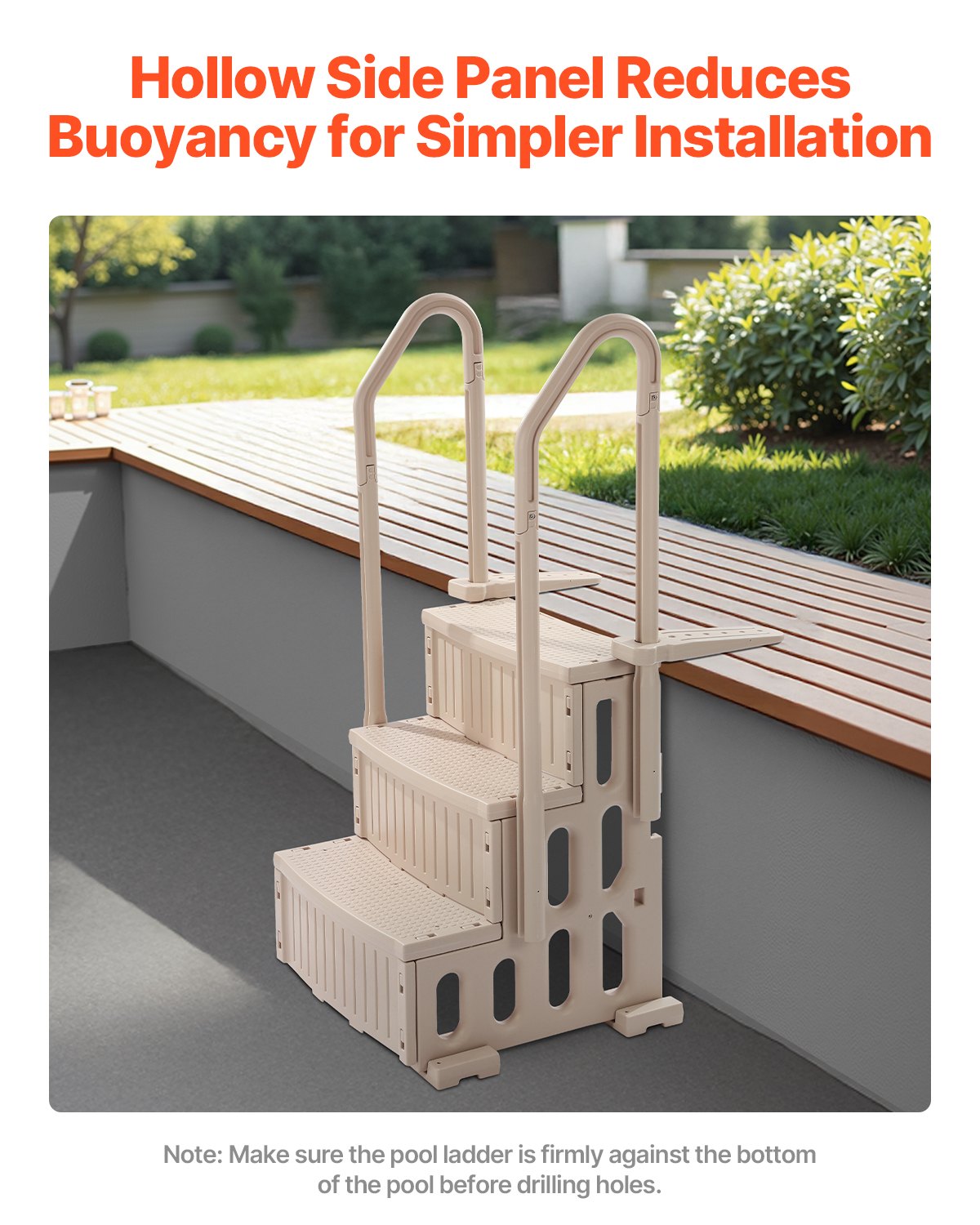Pool Ladder | 3-Step Taupe Robust Design | Dual Handrails for 91–122cm Pools
