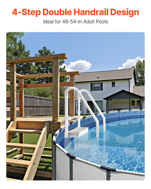 Pool Ladder | 4-Step White Robust Design | Dual Handrails for 122–137cm Pools
