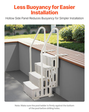 Pool Ladder | 4-Step White Robust Design | Dual Handrails for 122–137cm Pools