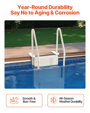 Pool Ladder | 4-Step White Robust Design | Dual Handrails for 122–137cm Pools