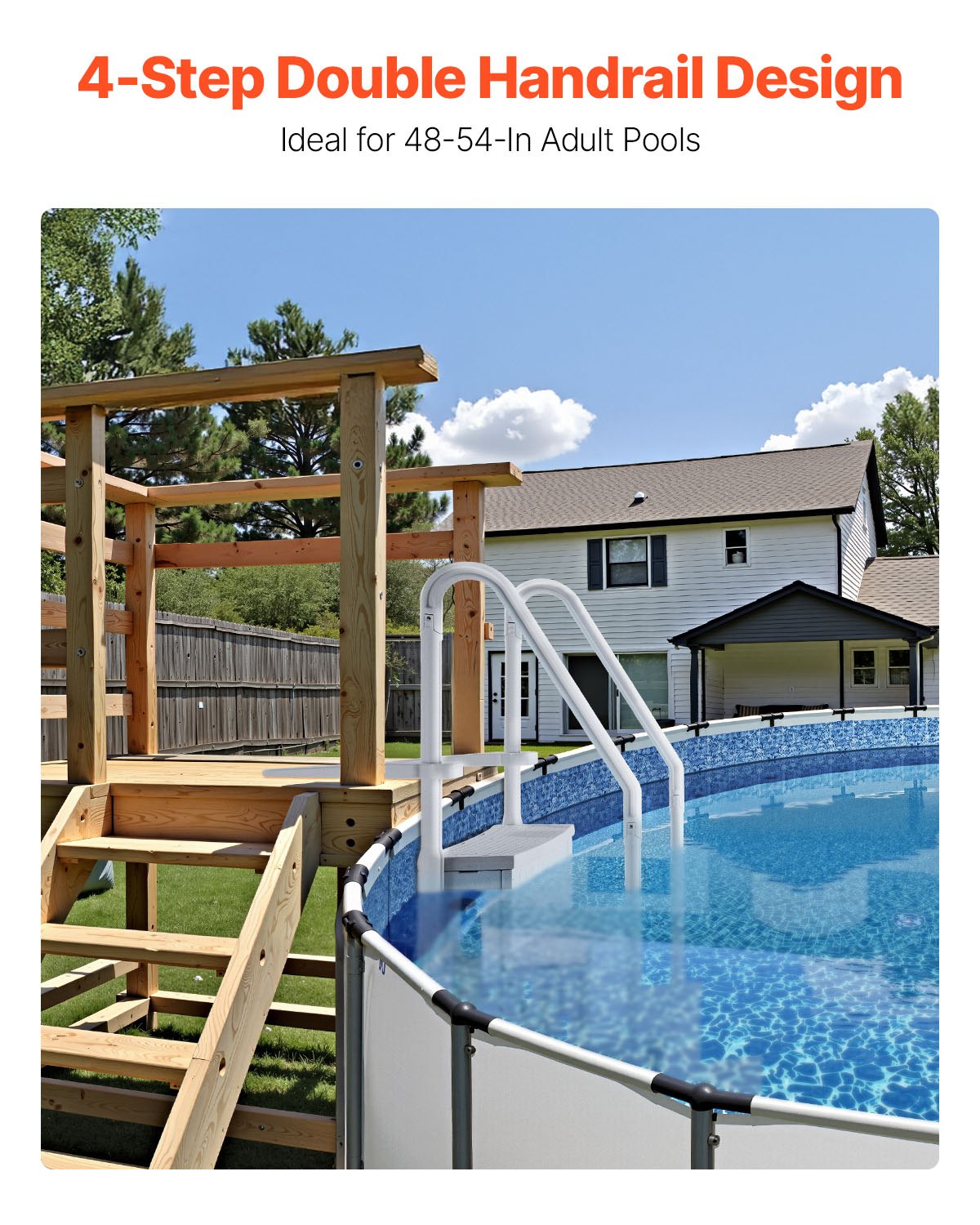 Pool Ladder | 4-Step Grey Robust Design | Dual Handrails for 122–137cm Pools