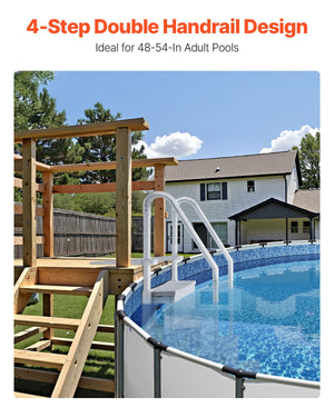 Pool Ladder | 4-Step Grey Robust Design | Dual Handrails for 122–137cm Pools