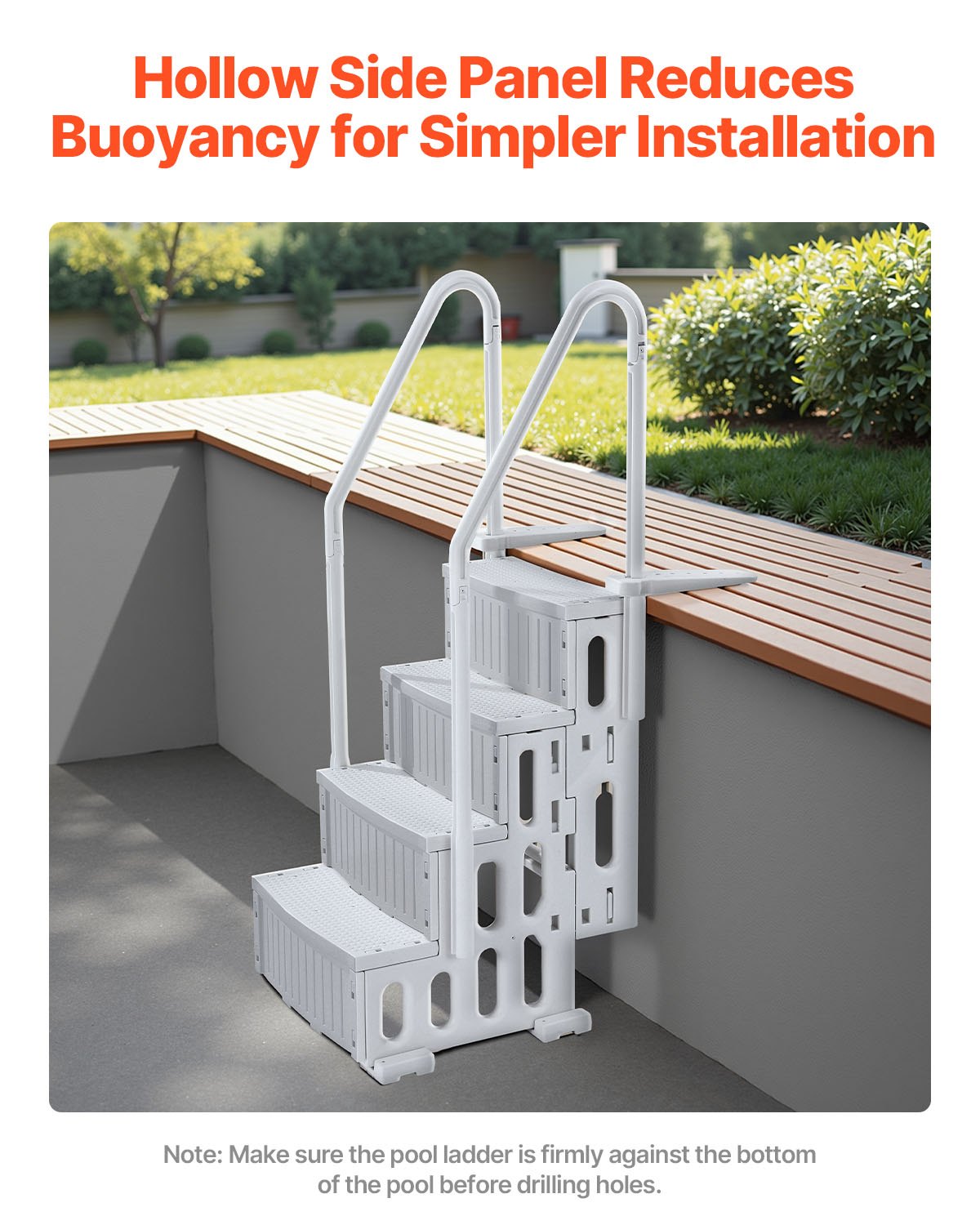 Pool Ladder | 4-Step Grey Robust Design | Dual Handrails for 122–137cm Pools