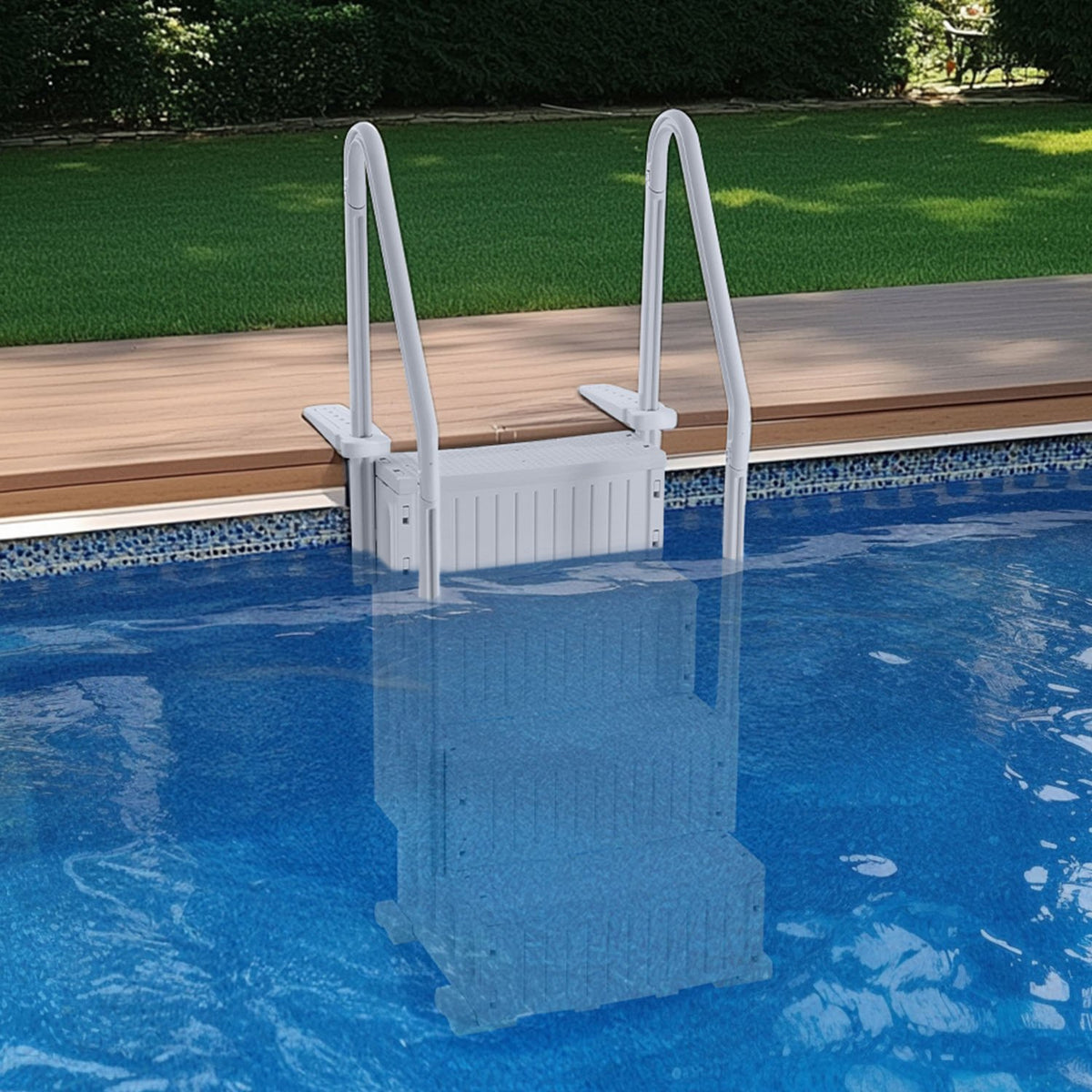 Pool Ladder | 4-Step Grey Robust Design | Dual Handrails for 122–137cm Pools