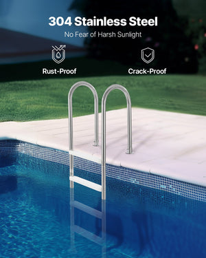 Pool Ladder | 4-Step Stainless Steel with Dual Handrails for Decked Pools