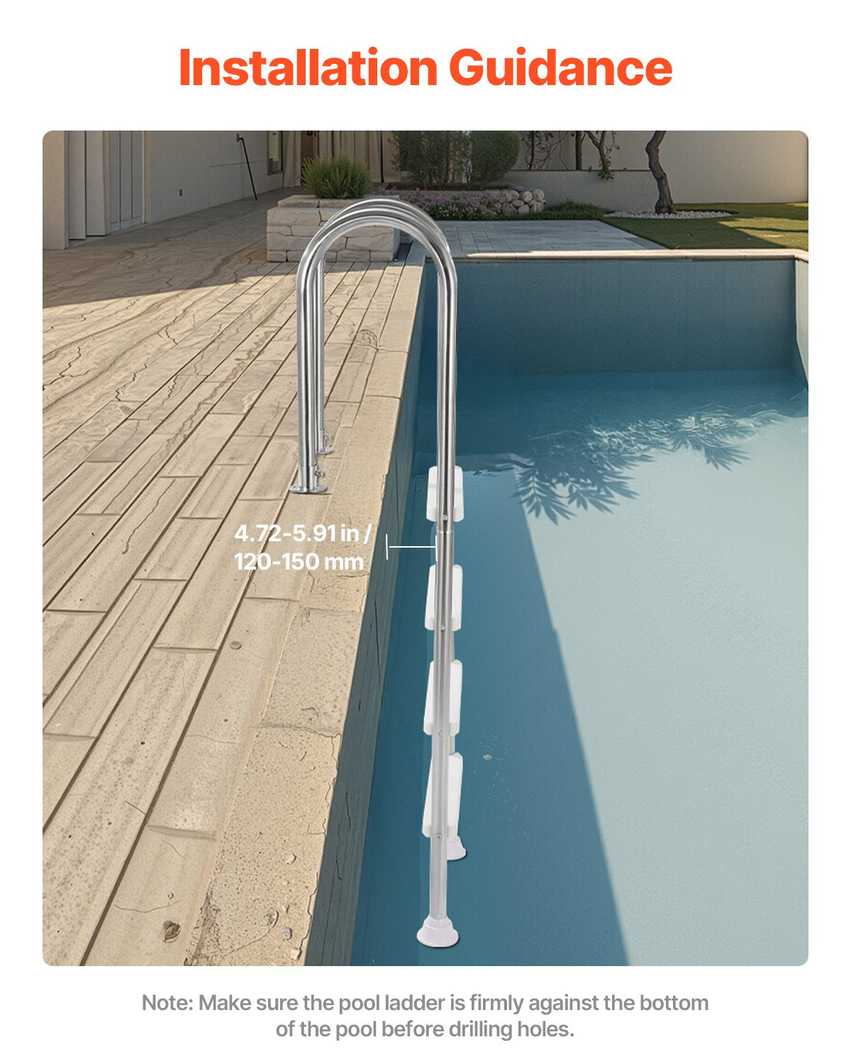 Pool Ladder | 4-Step Stainless Steel with Dual Handrails for Decked Pools