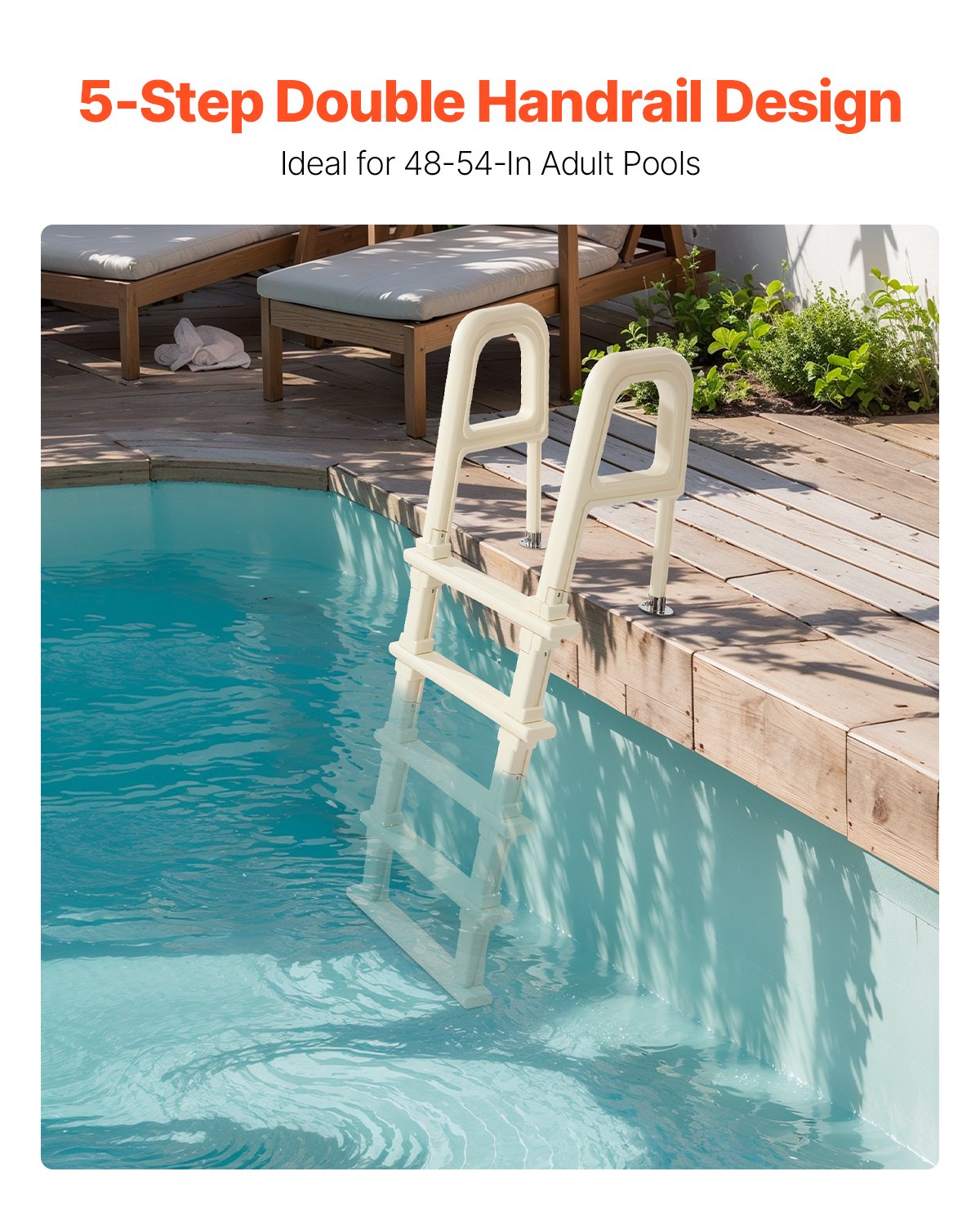 Pool Ladder | 5-Step Inclined with Dual Handrails for 122–137cm Pools