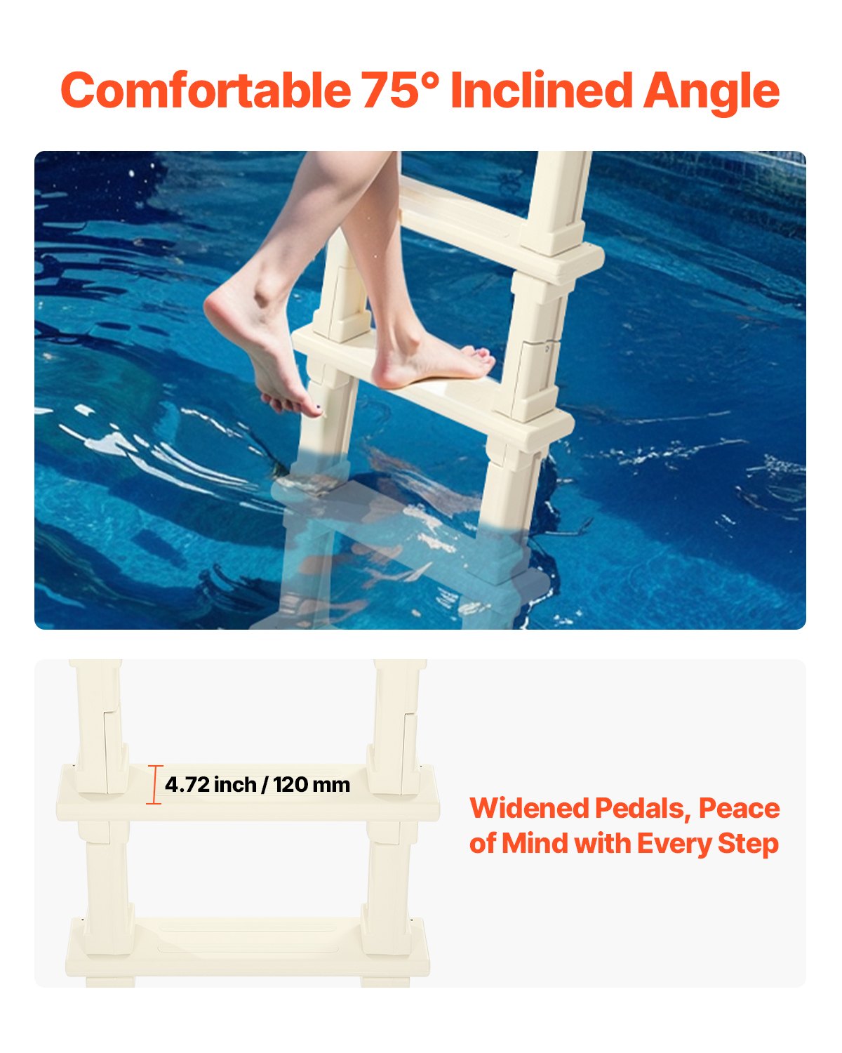 Pool Ladder | 5-Step Inclined with Dual Handrails for 122–137cm Pools