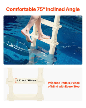 Pool Ladder | 5-Step Inclined with Dual Handrails for 122–137cm Pools