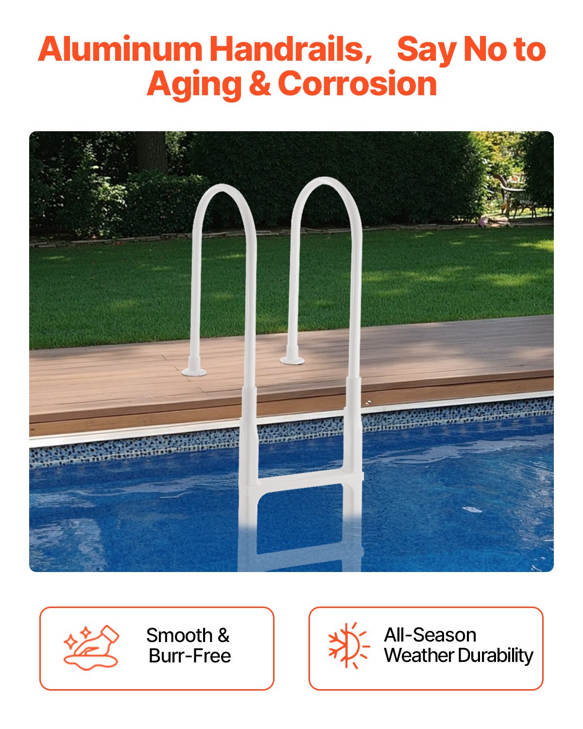 Pool Ladder | 4-Step Double Handrails for 122–137cm Deck Pools