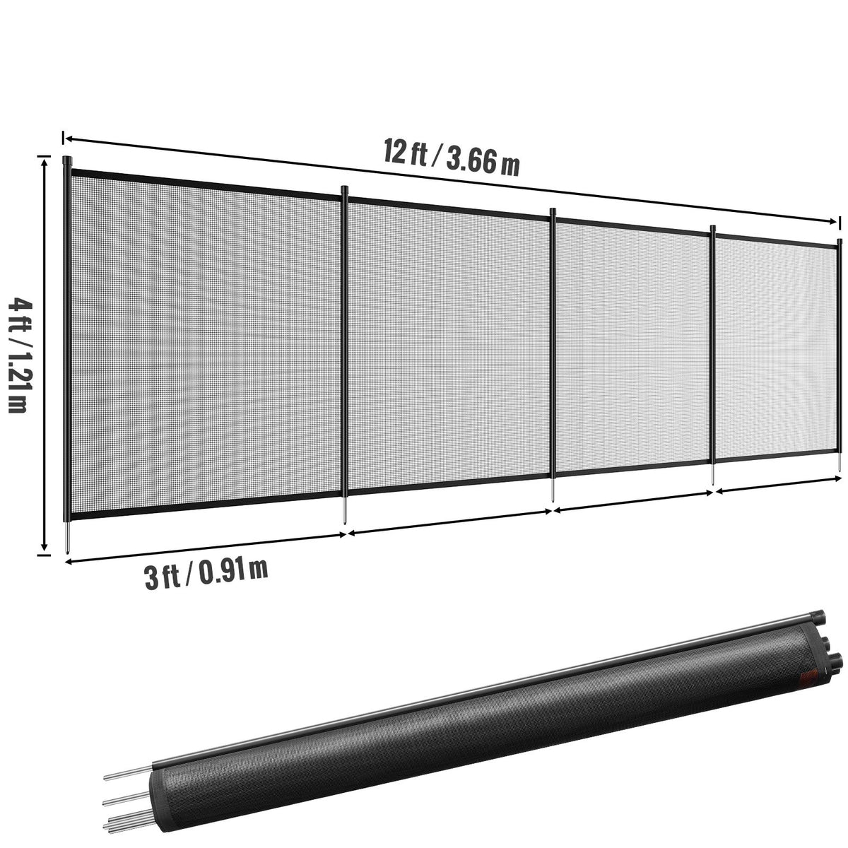Pool Safety Fence 4'x12' | Removable Child & Pet Barrier with DIY Installation