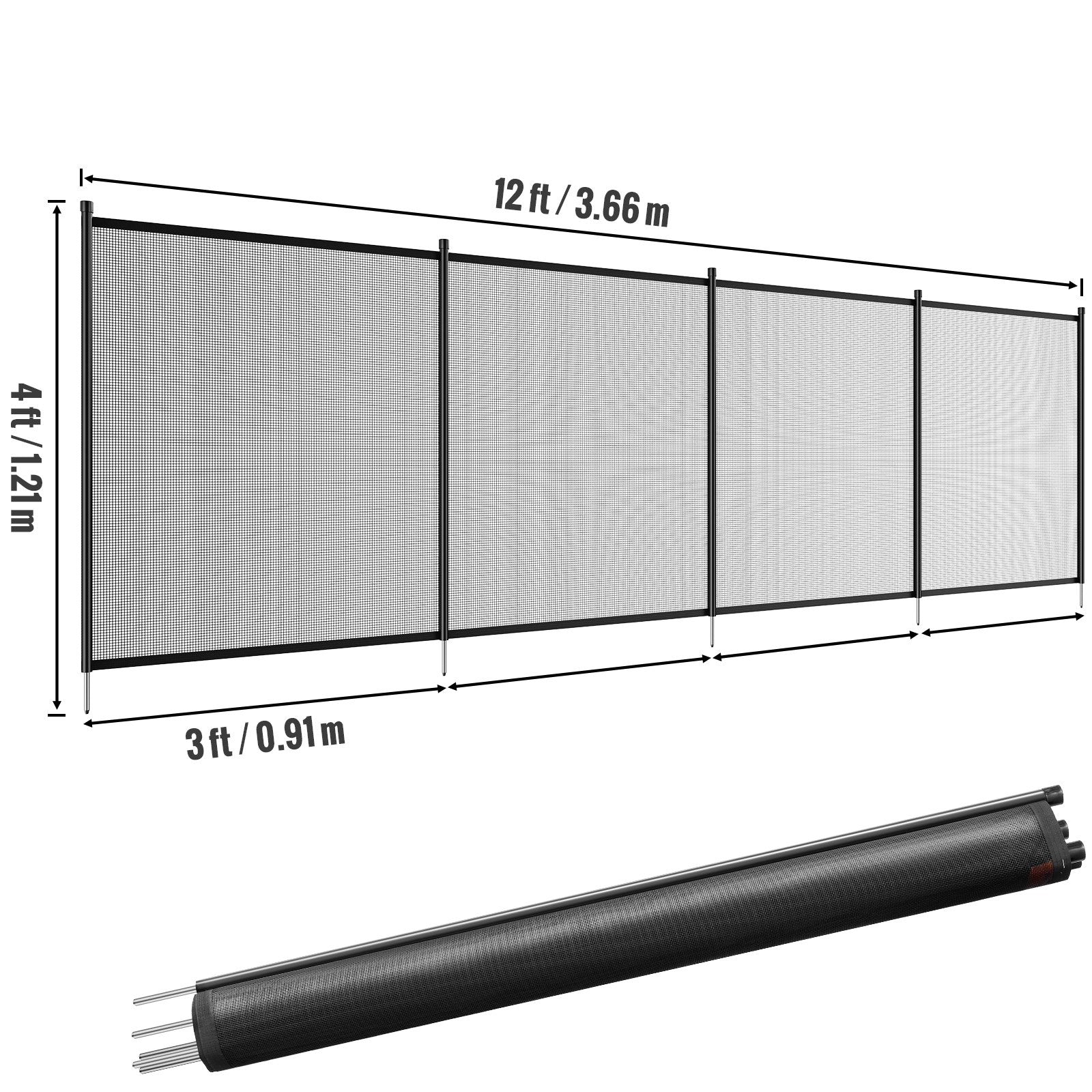 Pool Safety Fence 4'x12' | Removable Child & Pet Barrier with DIY Installation