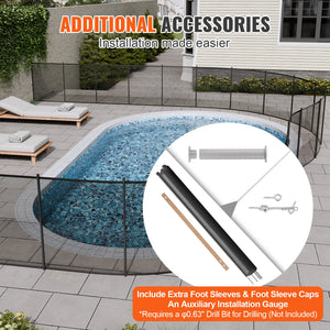 Pool Safety Fence 4'x12' | Removable Child & Pet Barrier with DIY Installation