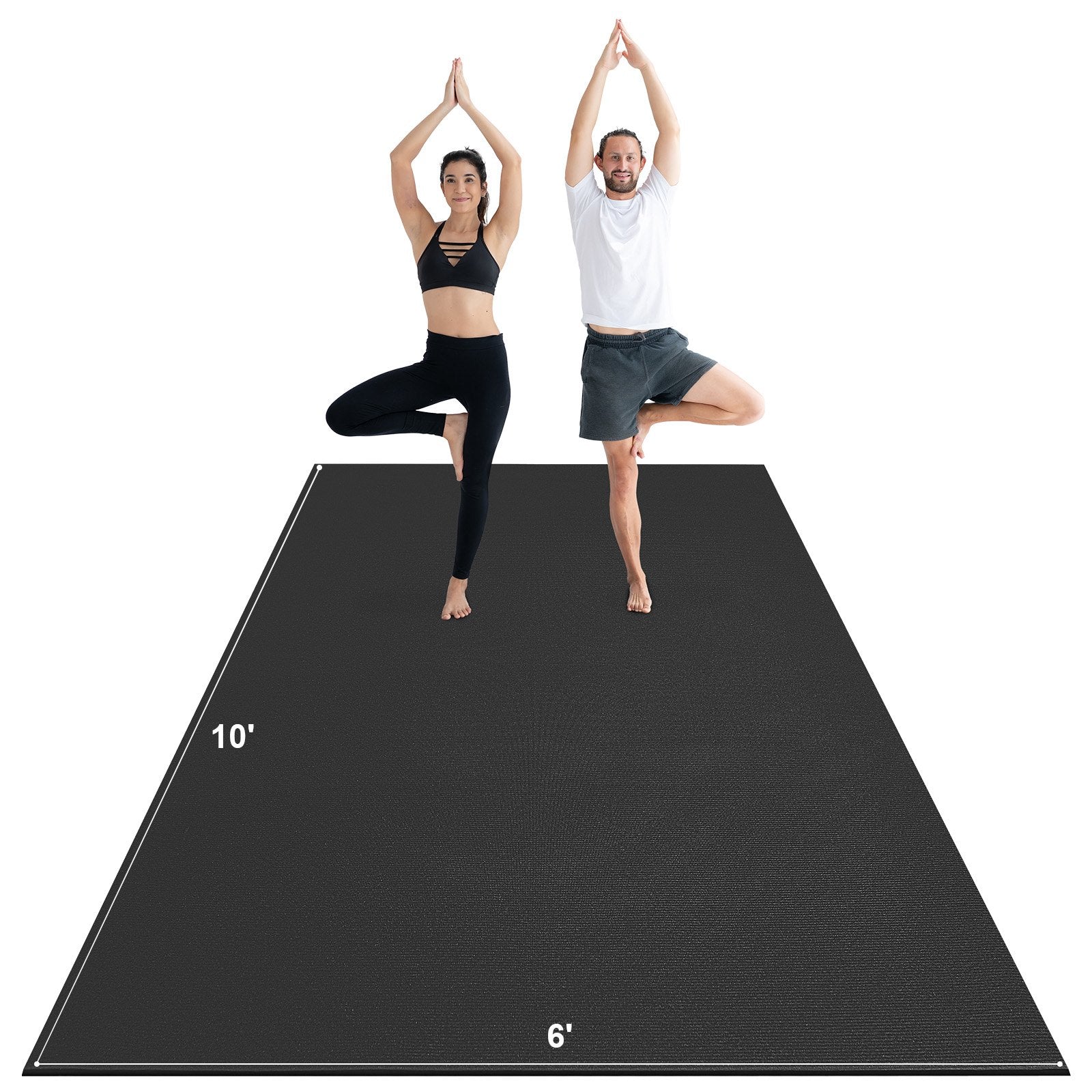 Exercise Mat 10x6FT | Non-Slip High Density Yoga Mat with Bag & Strap | For Home Yoga, Pilates & Floor Workouts | Unisex